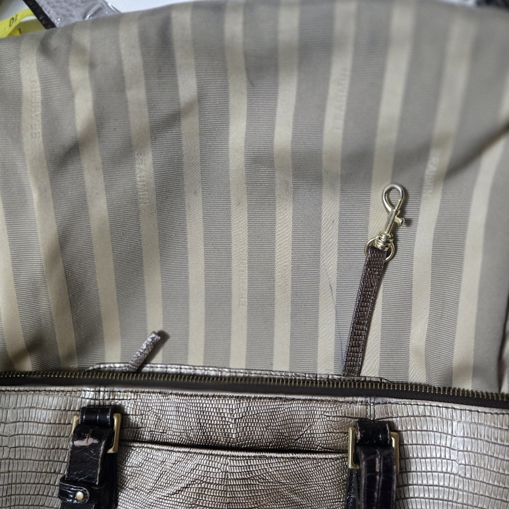 Brahmin Metallic and Dark Brown Tote Bag - Picture 14 of 16